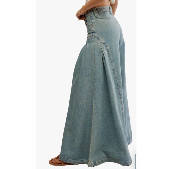 Free People Pandora Wide Flare Women’s Jeans Size 28 Gaucho Style Denim - Picture 9 of 16